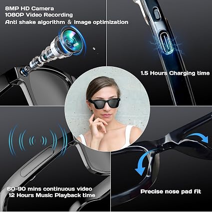 AI Smart Glasses with 8MP Camera